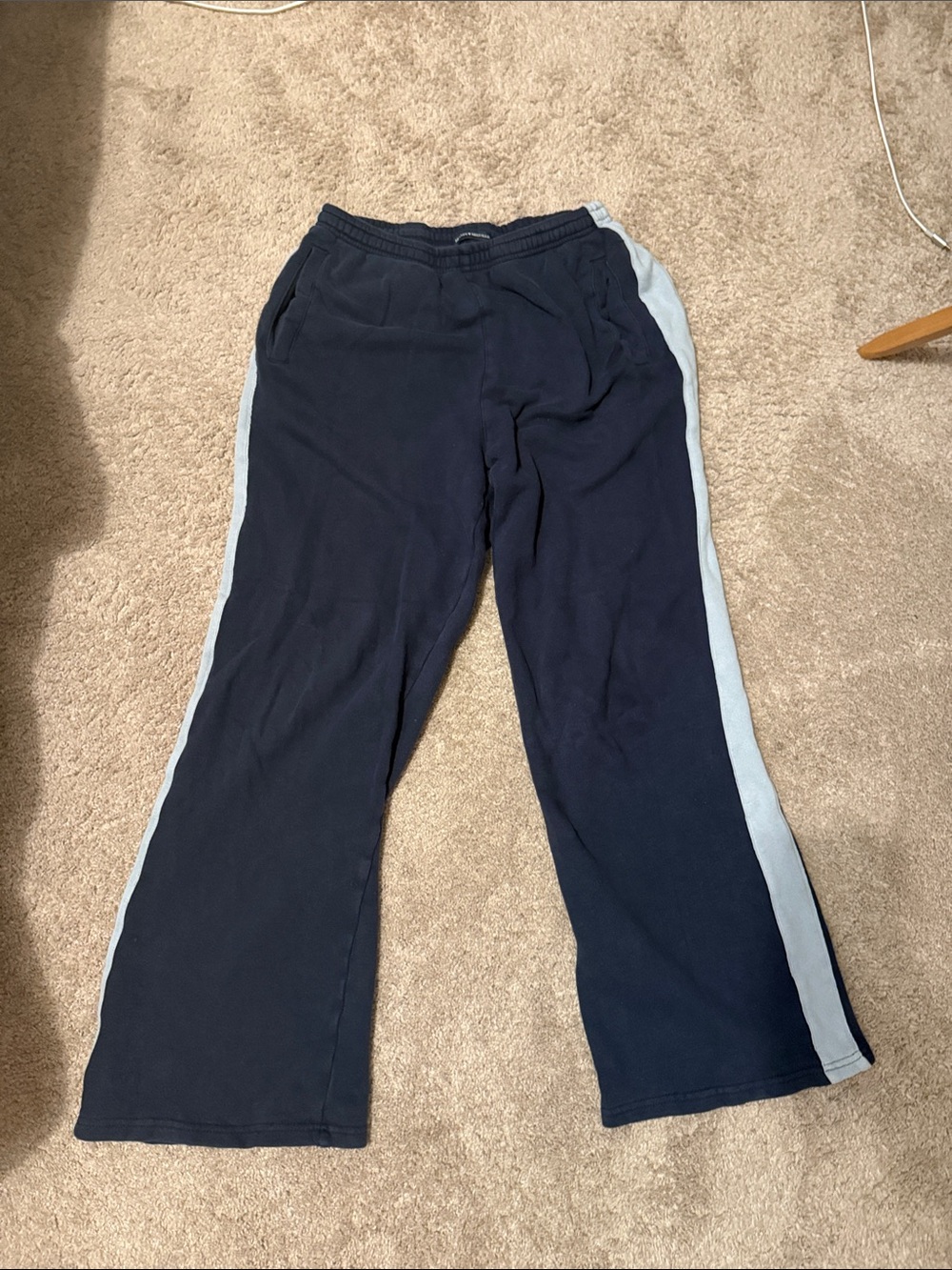 Brandy Melville Navy Sweatpants with Light Gray Side Panel